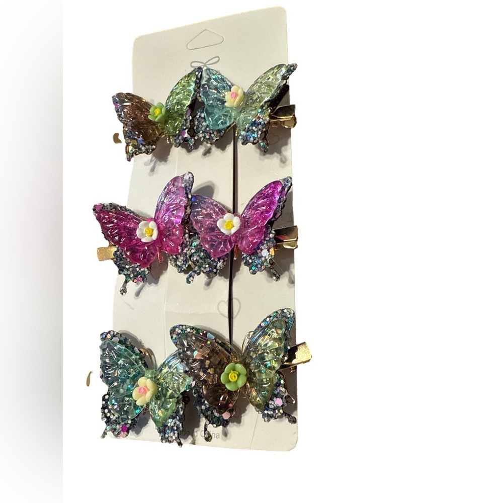Butterfly Hair Clips Set - Multicolor